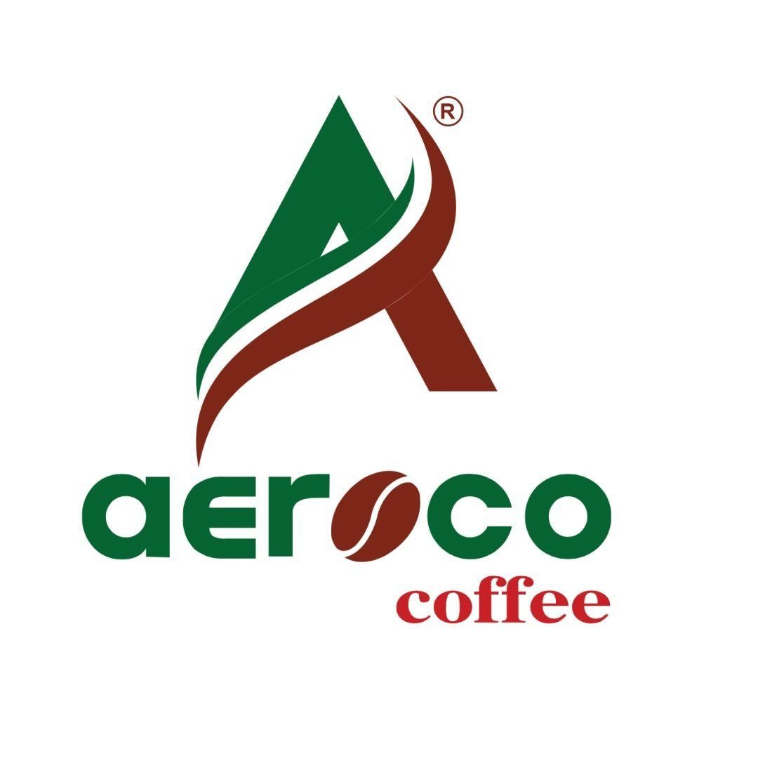 Aeroco Coffee — logo tròn với chữ A cách điệu hình lá / ngọn núi