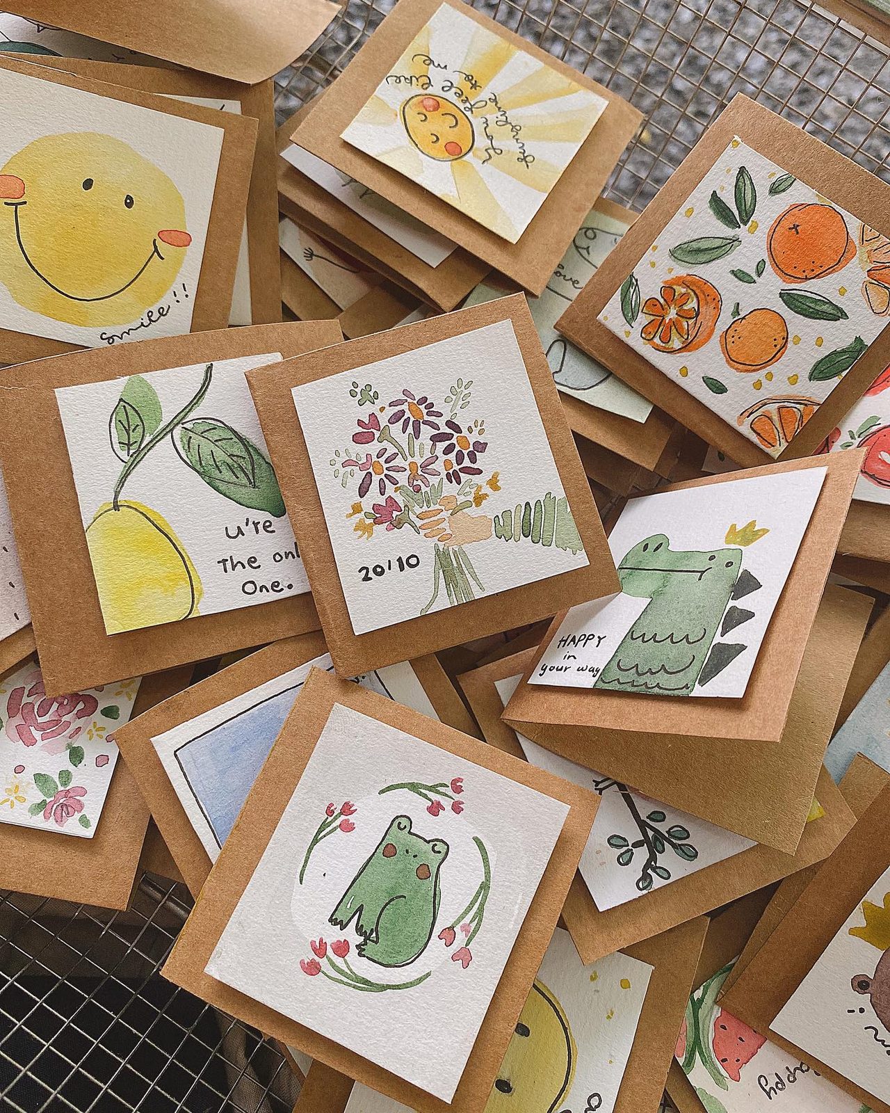 Hand-drawn botanical coasters