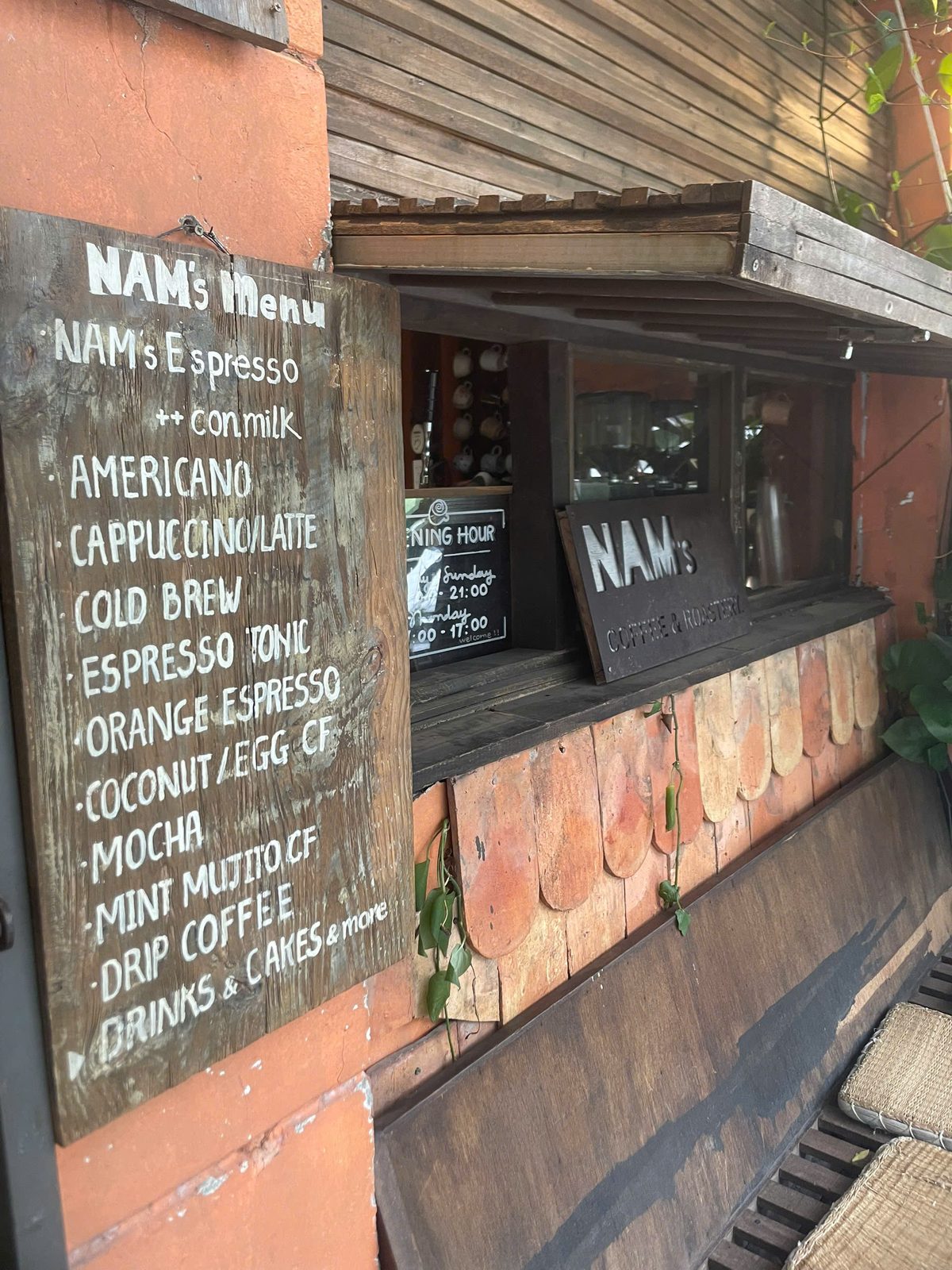 The chalkboard menu and the little serving window