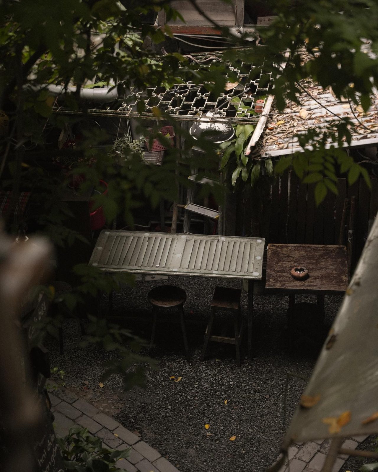 A plant-filled seating corner