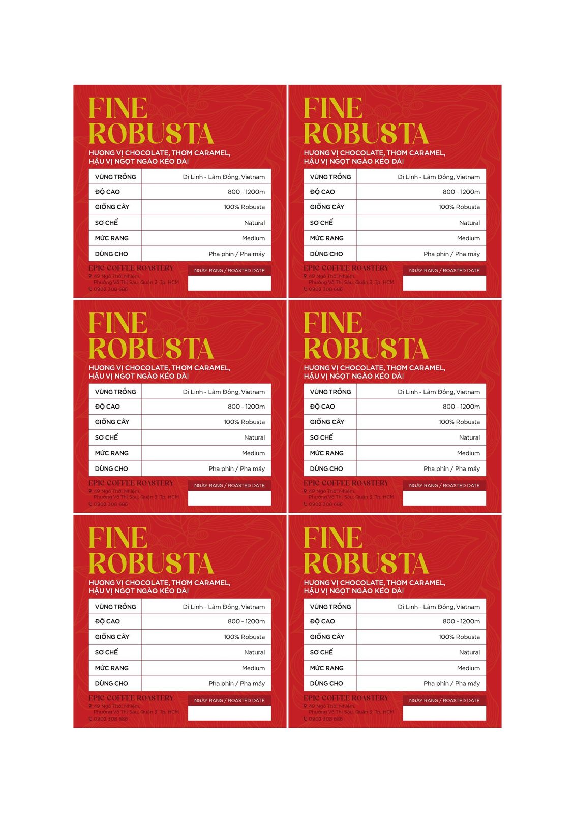 Fine Robusta — Epic coffee label