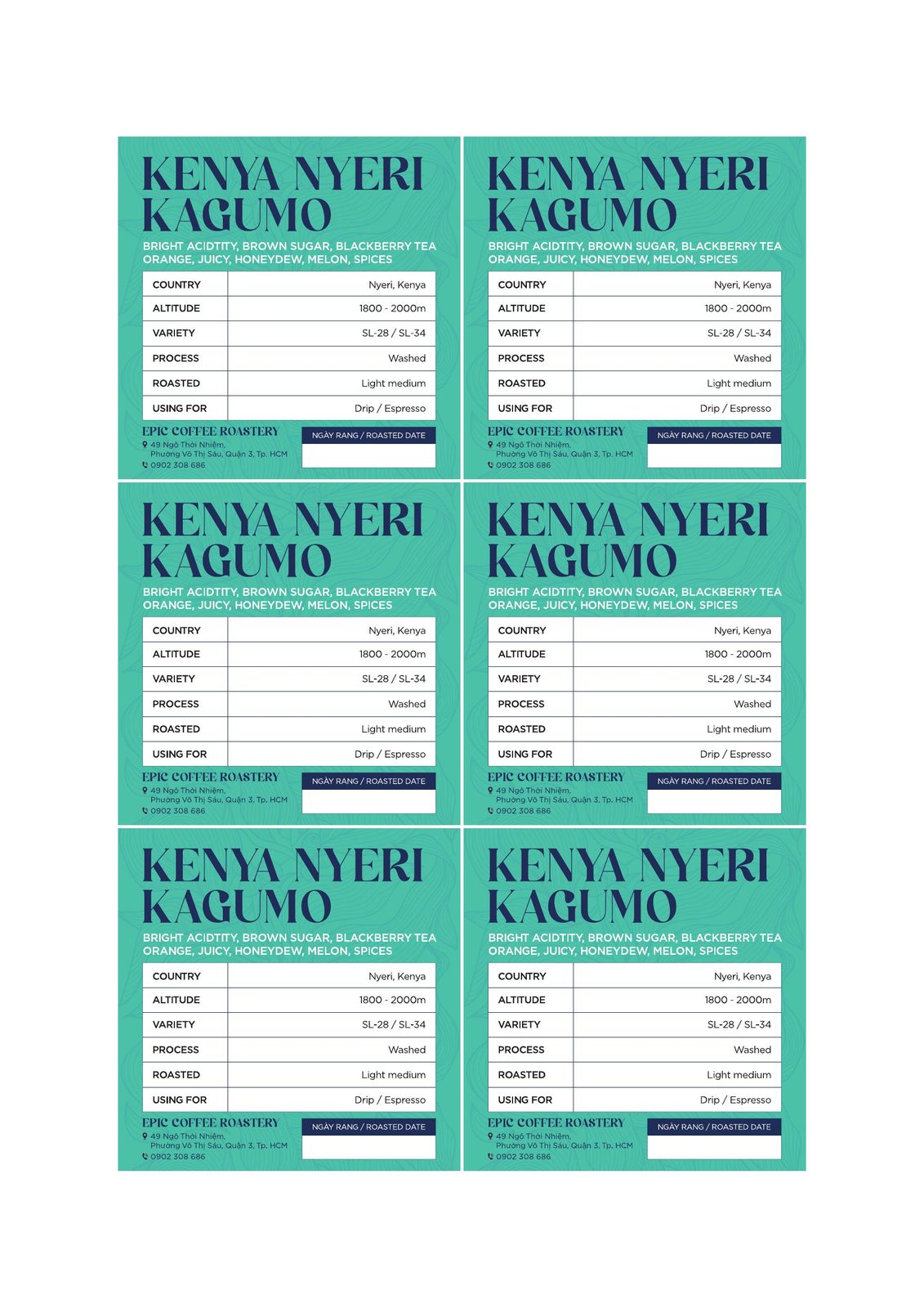 Kenya Nyeri Kagumo — Epic coffee label