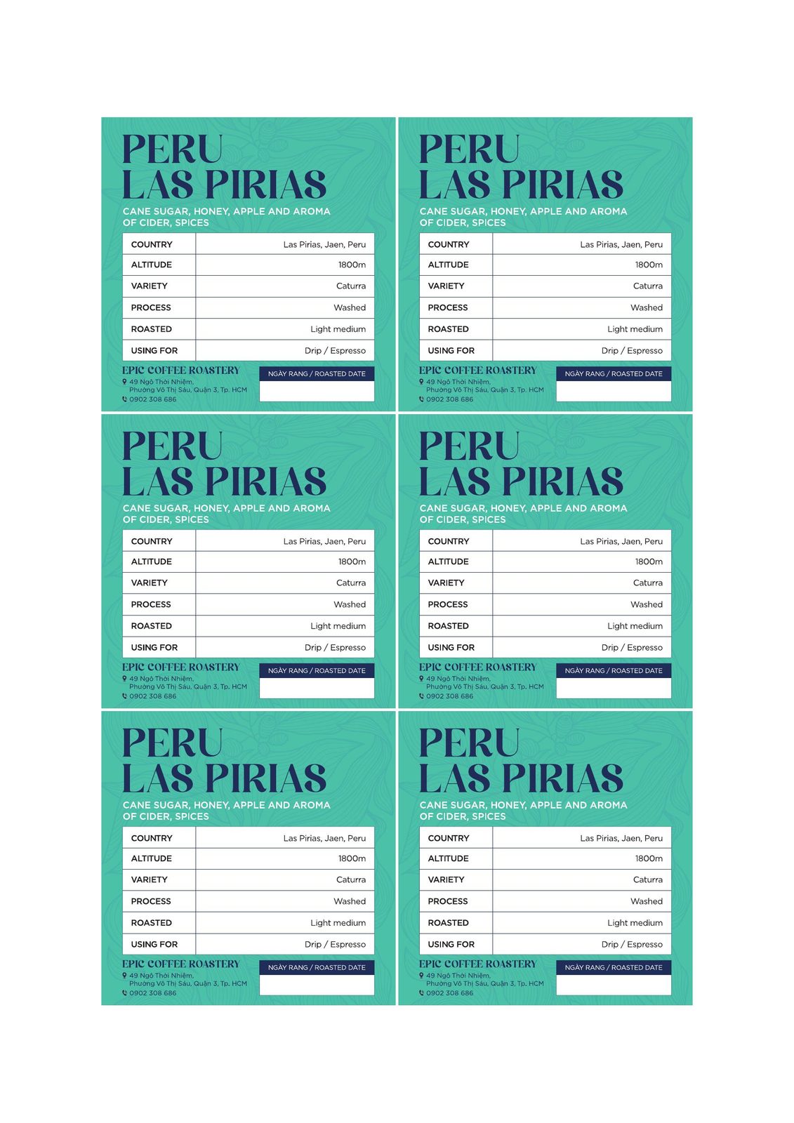 Peru Las Pirias — Epic coffee label