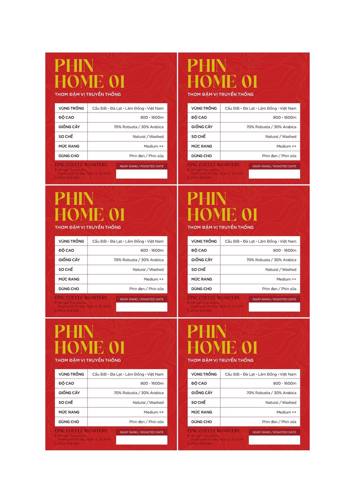 Phin Home 01 — Epic coffee label