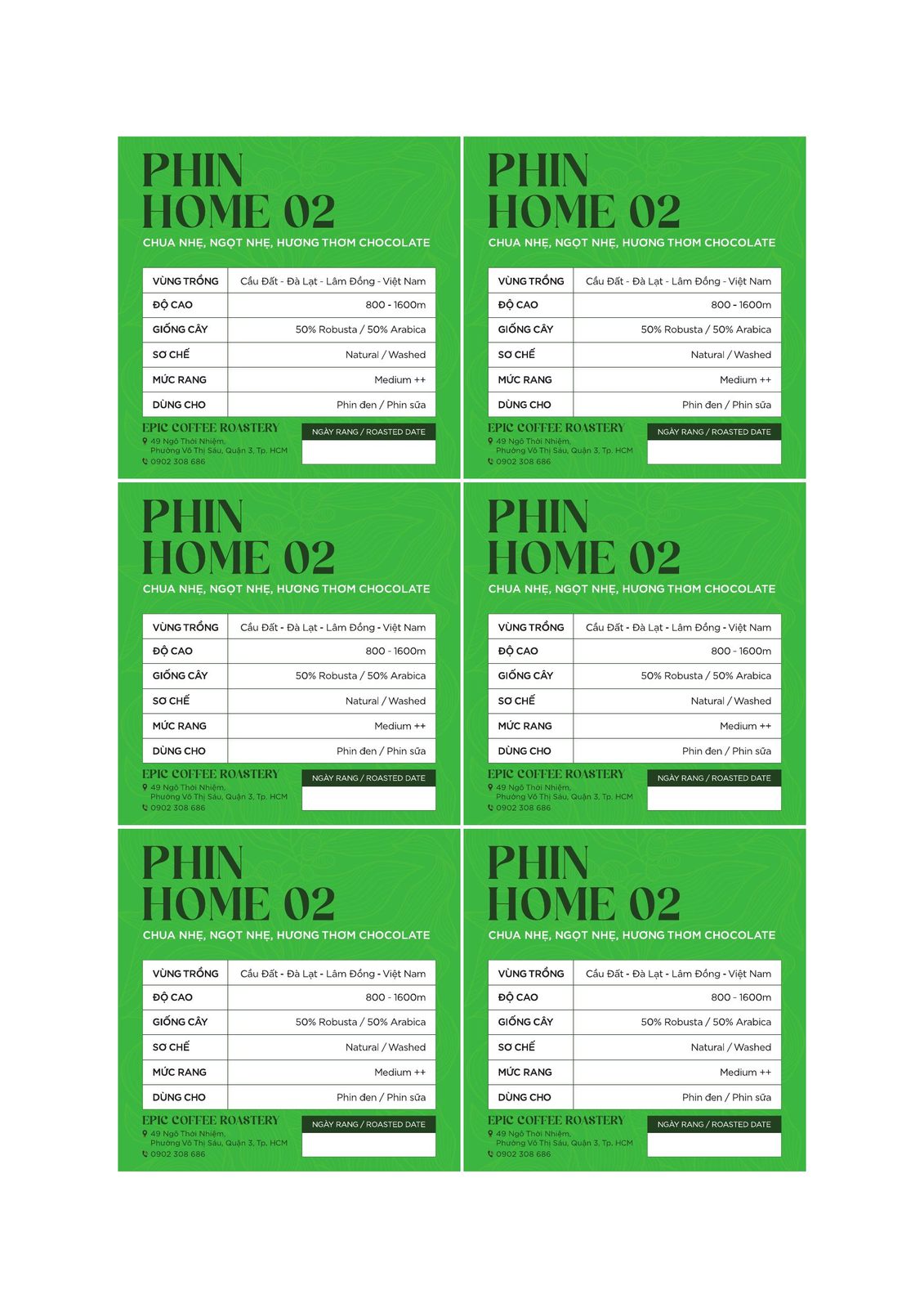 Phin Home 02 — Epic coffee label