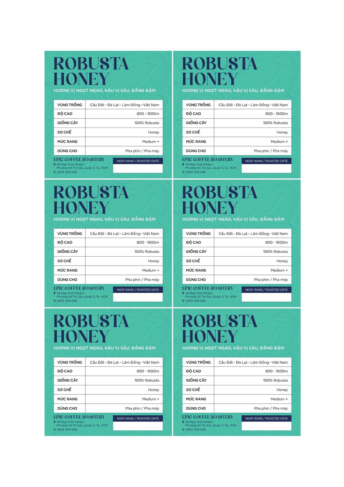 Robusta Honey — Epic coffee label