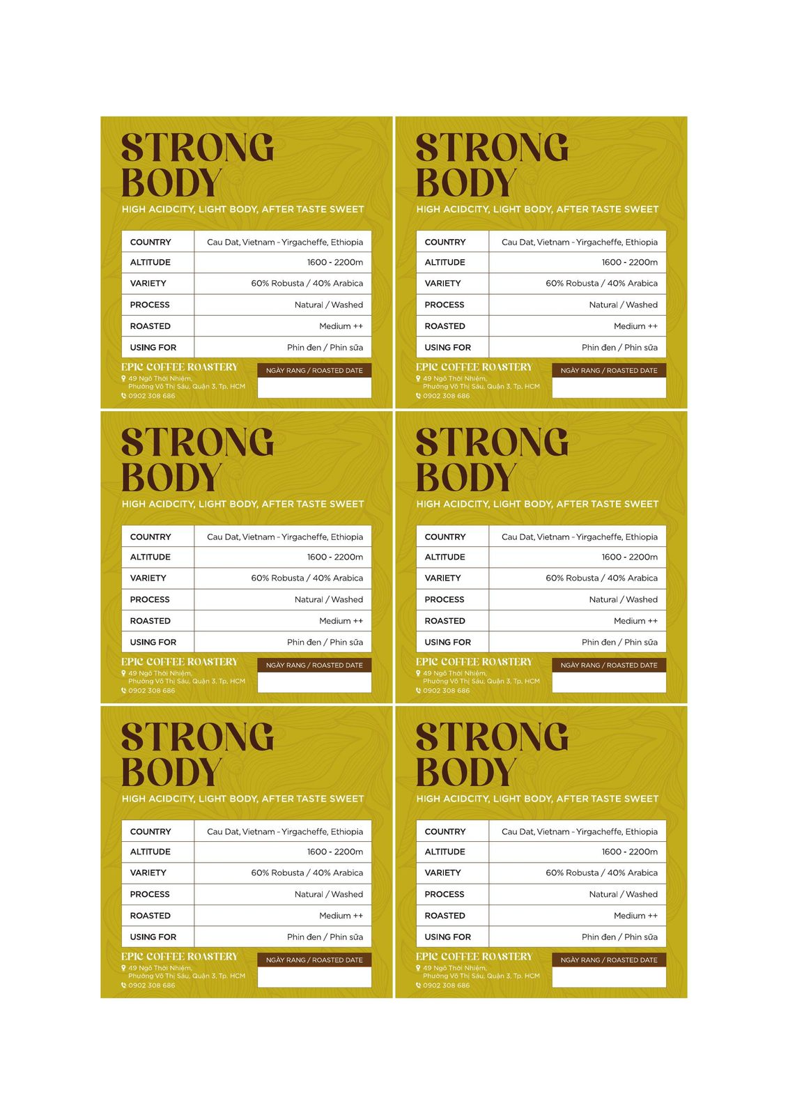 Strong Body — Epic coffee label