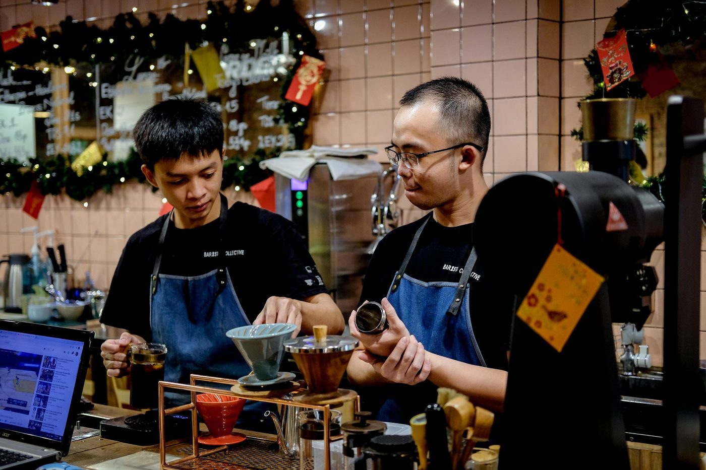 Opening month; staff portraits, plant interiors, early styled drinks