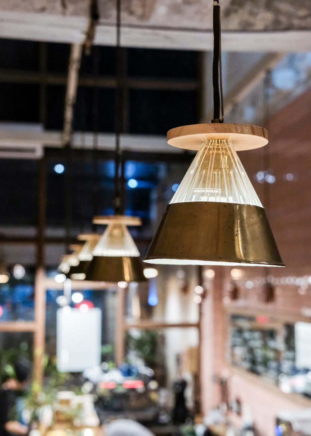 Street-meets-cafe; alleyway exteriors, pour-over, interior lighting