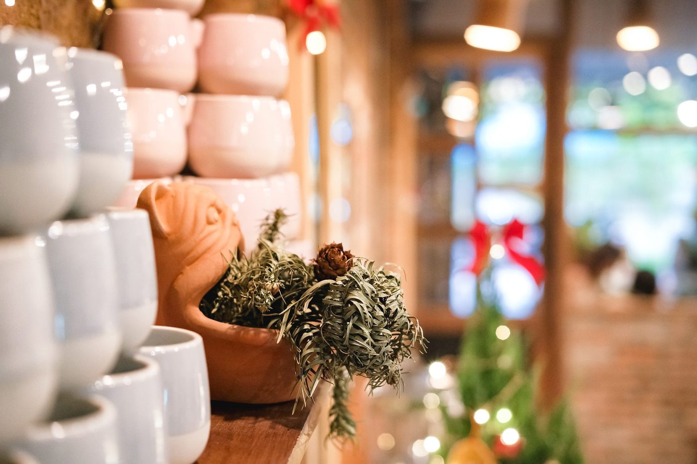 Christmas; festive decor, holiday drinks, branded graphics
