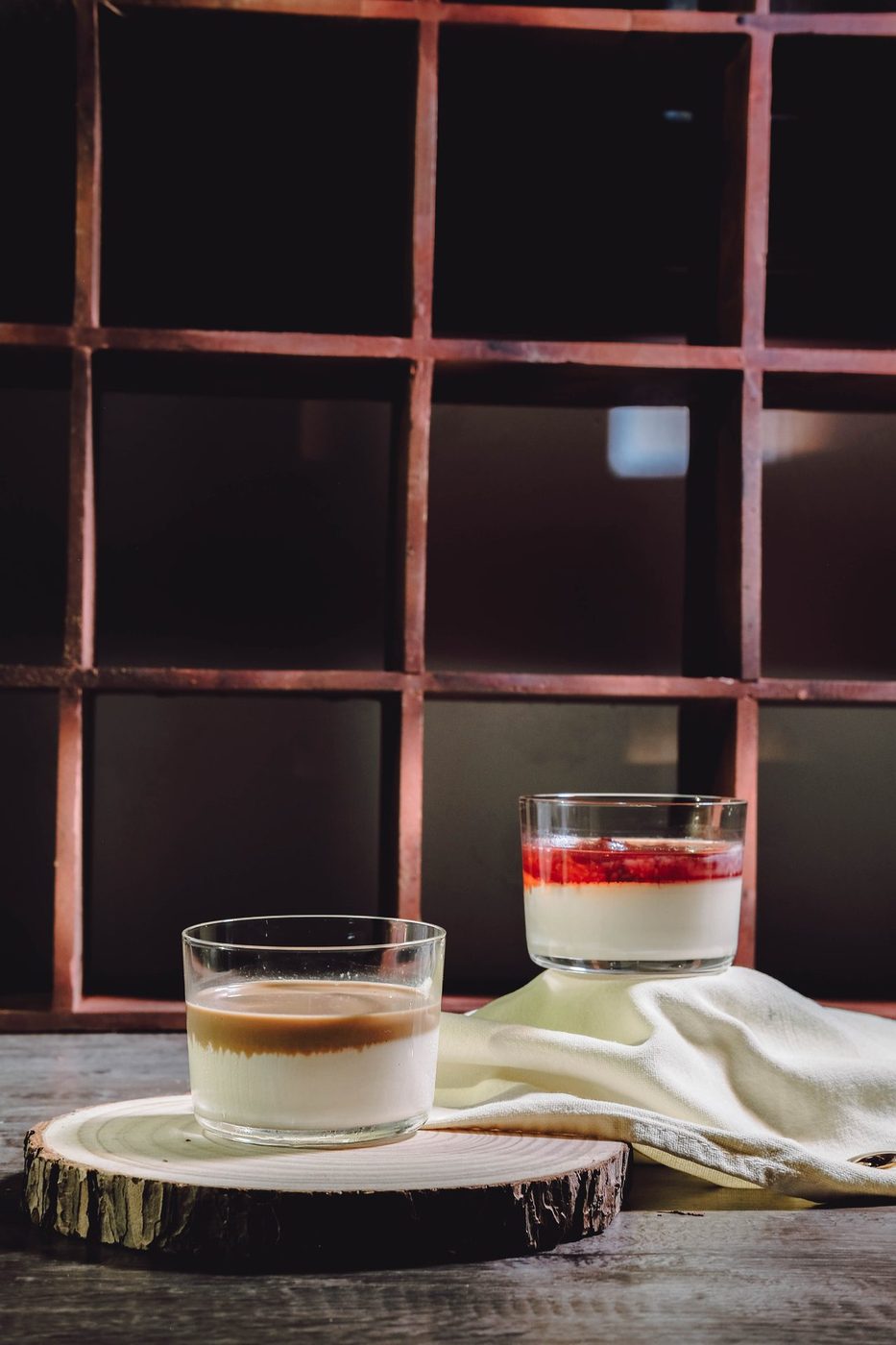 AeroPress focus; first food (panna cotta), single-origin bags