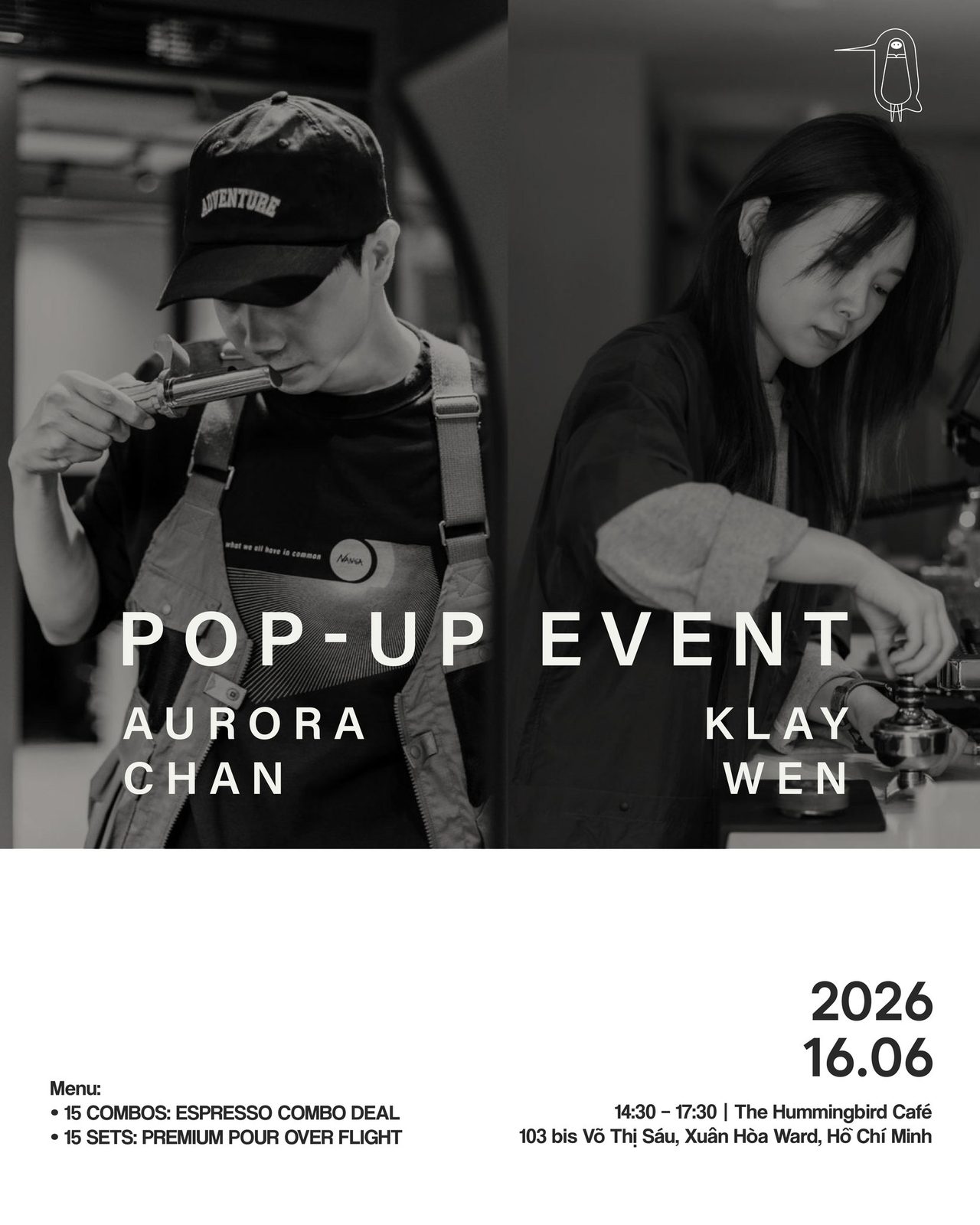Pop-Up Event poster with Aurora Chan and Klay Wen