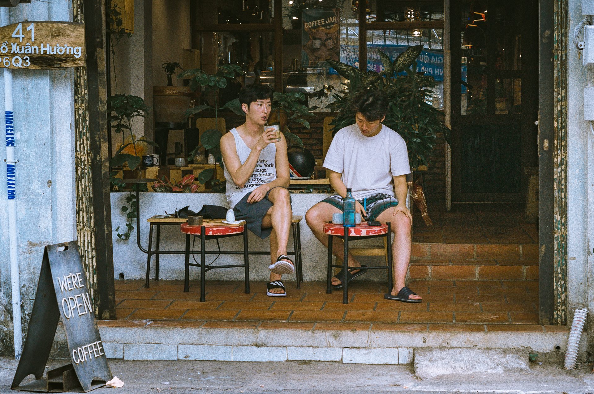 Sunday on the front step.