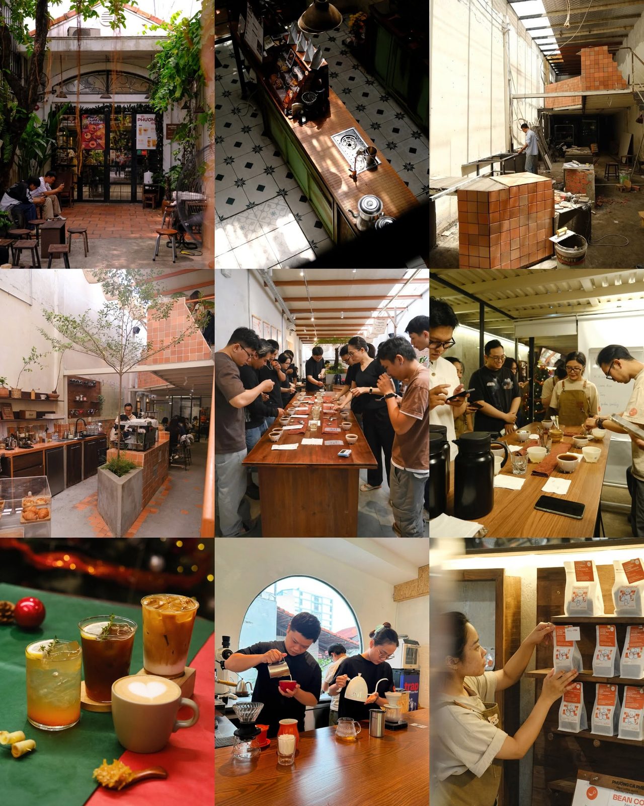 Collage of moments in the shop