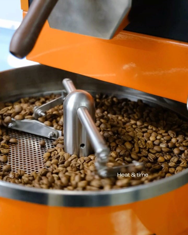The roaster drum full of beans
