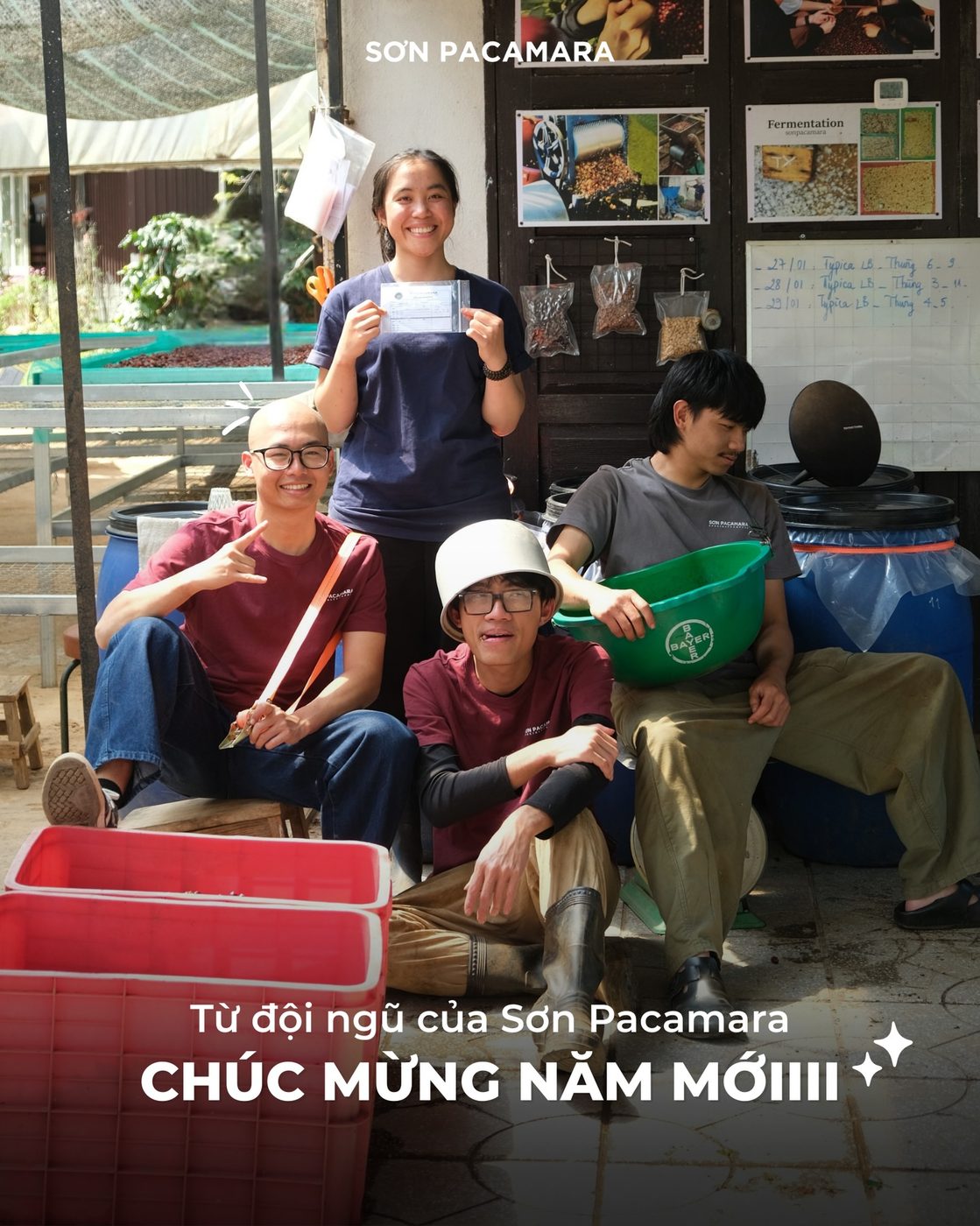 The Sơn Pacamara team ringing in the new year